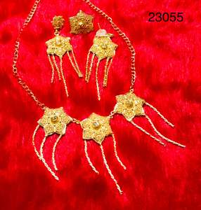 Latest MOLL JEWELLERS Trendy Indian 24K Gold Plated Floral Necklace Earring Set Zircon Women Wedding Gift <b>Jewelry</b> Third Party - Product Image 1