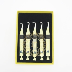 Pince à épiler pour extension de cils Méga volume, revêtement en papier jaune, cœur sur fond, pince à épiler durable à poignée diamantée - Product Image 6