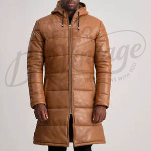 เสื้อแจ็คเก็ตหนังบุนวมสีน้ำตาลแทนสำหรับผู้ชาย มีฮู้ดถอดได้ เสื้อโค้ทกันหนาวแบบเย็บติดกัน อุ่นสบาย เหมาะสำหรับใส่กลางแจ้ง สไตล์ลำลอง แฟชั่น เสื้อแจ็คเก็ตนักขี่มอเตอร์ไซค์ - Product Image 4