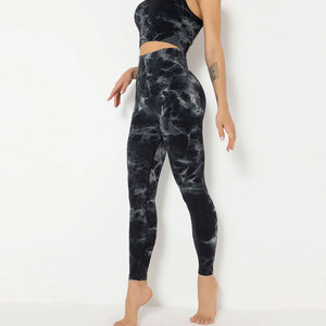 Custom Size Plus Size Women's Solid Dyed Yoga Set Apparel Seamless Breathable High Elastic Gym Bra Leggings Lace Rhinestone - Product Image 2