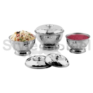 ชามใส่ซอสสแตนเลสสตีลสำหรับเสิร์ฟพร้อมฐานและฝาสแตนเลส - Product Image 2