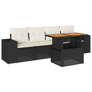 Conjunto de Sofás de Jardín en Blanco Crema y Negro - Product Image 2