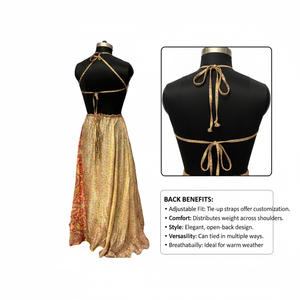 Robe longue en soie Habutai florale à fines bretelles, dos nu, sexy, pour femme, idéale pour les soirées de jardin estivales et les resorts de luxe - Product Image 4