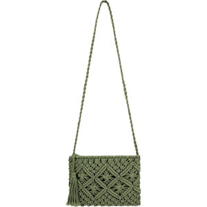 Handmade Bag for Women Stylish <b>Green</b> Cotton Rope Hand Woven Shoulder Sling Bag with Zipper Closure Casual Beach Travel <b>Purse</b> - Product Image 6