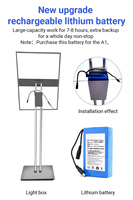 Présentoir en acier inoxydable A1/A2/A3 Panneau de sol réglable à double pôle Support haute luminosité Présentoir à affiches rotatif