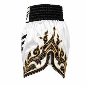 White Unisex Boxing Shorts <b>Black</b> Gold Embroidery Design Regular Fit Adults Lightweight Quick Dry Windproof <b>Combat</b> Sports Apparel - Product Image 4