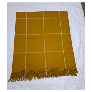 Premium Warm <b>Box</b> Check Thin Strip Mustard White Blanket for <b>Double</b> <b>Bed</b> with Elegant Finish and Cozy Feel At Reasonable Price - Product Image 5