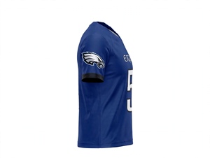 Camiseta de Fútbol Azul Personalizada para Deportistas, Número 5 Sublimado, Manga Corta, Uniforme Deportivo para Equipo, Venta al Por Mayor - Product Image 3