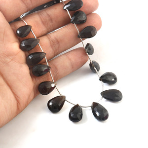 Cuentas de Cuarzo Ahumado Natural Facetadas en Forma de Pera, 9x12mm-11x16mm, Cuarzo Ahumado, Piedra de Nacimiento de Noviembre, para Joyería - Product Image 3