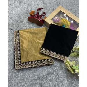 Sari de diseñador para mujer con hermosa secuencia y trabajo de bordado Dori con un borde de encaje de terciopelo - Product Image 4