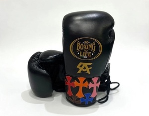 Customized No Boxing No Life Canelo Black Multi Real Cowhide Leather Boxing <b>Gloves</b> Mexican Style Lace-Up Lightweight - Product Image 1
