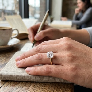 Anillo de compromiso de plata con diamante talla cojín, solitario clásico para mujer, ideal para bodas y fiestas, venta al por mayor de joyería fina para mujer. - Product Image 4