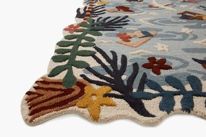 Tapis artistique multicolore à motifs aquatiques, tapis tufté fait main contemporain pour espaces de vie modernes, prix de gros - Product Image 2