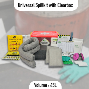 Kit anti-déversement écologique portable 45L, boîte transparente |   Réponse aux situations d'urgence pour l'absorption d'hydrocarbures, de carburant, d'eau et de produits chimiques (100% polypropylène) - Product Image 2
