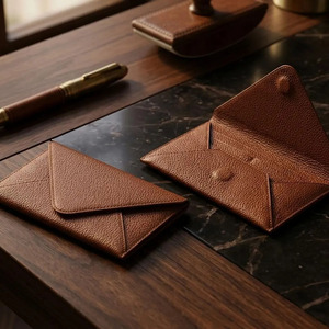 Sobre para efectivo de cuero genuino hecho a mano con cremallera segura, múltiples bolsillos, perfil compacto, artesanía premium y elegante. - Product Image 6