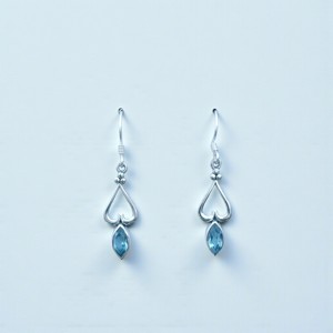 Pendientes de Aro Finos con Diseño de Corazón Natural, Topacio Azul Plateado, Corte Marquise, y Piedras Preciosas Hechas a Mano, Regalo de Moda para Mujer - Product Image 2