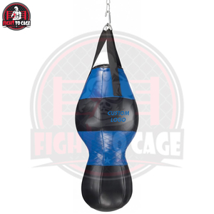 กระสอบทรายชกมวยหนัง PU สีน้ำเงินดำ แบบ Uppercut บรรจุ EPE อย่างดี ทนทาน ซับแรงกระแทก ป้องกันการฉีกขาด  รับผลิตแบบ OEM/ODM - Product Image 2