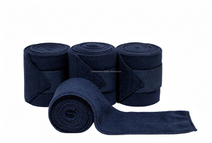 Vendas para caballos de forro polar azul marino con logotipo personalizado, tela de 300 GSM, 4 pulgadas de ancho y 3 m de largo, vendas de forro polar para equitación. - Product Image 3