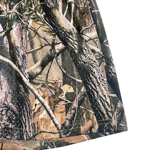 Shorts de sport amples pour hommes, personnalisables avec logo, imprimé motif arbre et jungle, camouflage 2 en 1, en toile 100% polyester, coupe-vent, avec cordon de serrage, vente en gros - Product Image 5