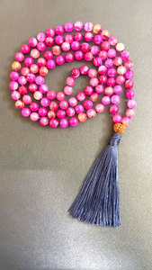 Handmade <b>Pink</b> Agate Beaded Tassel Necklace Long Blue Tassel Boho Statement <b>Healing</b> Jewelry Gift - Product Image 4
