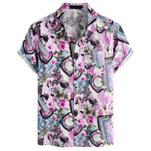 Men Quick Dry Cotton Satin ODM Hawaiian Beach <b>Shirt</b> Tropical Summer Short Sleeve Vacation Resort Fashion Top - Product Image 2