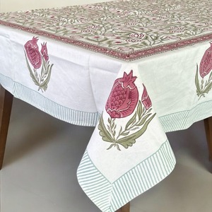 Handblock Printed Floral Cotton Indian <b>Tablecloth</b> Handmade Modern Dining Tablecover Linen Decor - Product Image 3