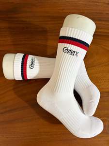 Chaussettes blanches Century Tuna à rayures avec logo, en coton respirant, pour adultes, décontractées, printemps - Product Image 3