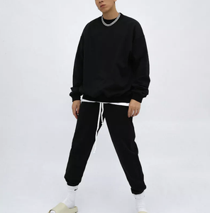 Survêtements en coton 100 % écologiques, coupe ample unisexe, avec logo personnalisé sur le devant et cordon de serrage, collection automne – Vente en gros - Product Image 2