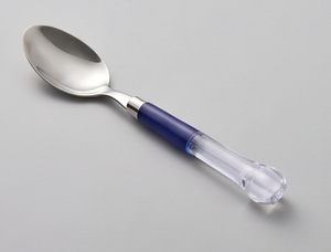 Stainless Steel Flatware Set With Acrylic Handles Blue Trim Modern Design Dishwasher Safe Knife Fork Spoons <b>Travel</b> <b>Cutlery</b> - Product Image 2
