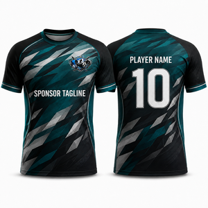 เสื้อฟุตบอลคอวีแบบมืออาชีพ ผ้าโพลีเอสเตอร์ผสมสแปนเด็กซ์ พิมพ์ลายแบบซับลิเมชั่นเต็มตัว แห้งเร็ว เสื้อแข่งระดับมืออาชีพ - Product Image 1