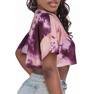 T-shirt court pour femme, design classique, manches courtes, tissu jersey en coton écologique, haut décontracté d'été pour les voyages et la plage - Product Image 5