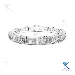 Lab Grown Diamond Radiant & Ascher Cut Tennis <b>Bracelet</b> 14K 18K <b>Solid</b> Gold Fine Women Luxury Bridal Jewelry Manufacturer - Product Image 6