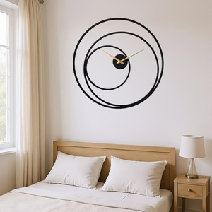 Modern Metal <b>Wall</b> <b>Clock</b> Triple Circle Spiral Design Contemporary Minimalist Timepiece Decorative <b>Kitchen</b> Home Interior <b>Wall</b> - Product Image 3