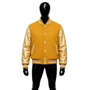 Veste universitaire en laine dorée de haute qualité, douce, chaude et confortable, coupe moderne pour homme, look athlétique, design emblématique, tenue élégante et tendance - Product Image 1