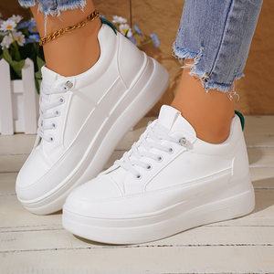 Sneakers Bianche Trendy da Donna 2026 con Plateau Chunky, <span class=keywords><strong>Scarpe</strong></span> Casual <span class=keywords><strong>Femminili</strong></span> con Suola Spessa Vulcanizzata per Aumentare l'Altezza, <span class=keywords><strong>Scarpe</strong></span> da Passeggio - Product Image 2