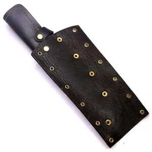 Funda de Cuchillo de Caza de Grado Industrial de Acero al Carbono Impermeable de Cuero Genuino Amarillo Premium con Punta Caída, Proveedor OEM, para Llevar en el Cinturón - Product Image 3