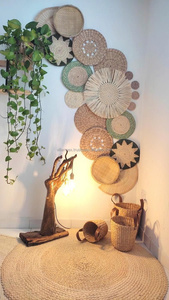 Woven Natural Plant Fiber <b>Leaf</b> Shape Geometric Pattern Bohemian Design Multi-piece Set <b>Wall</b> Hangings Home Decor for Living Room - Product Image 2