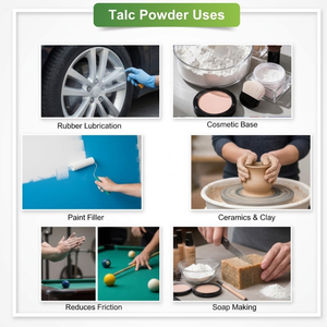 Poudre de stéatite ultra-fine à haute blancheur, poudre de talc micronisée, silicate de magnésium hydrique de haute pureté, faible MOQ pour les grossistes - Product Image 4
