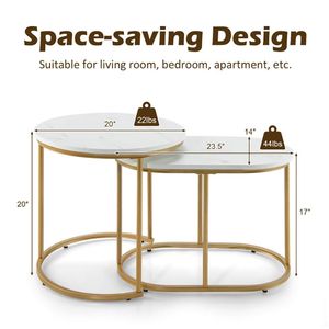 Modern Marble Look <b>Nesting</b> Coffee <b>Table</b> Set Stacking Design - Product Image 4
