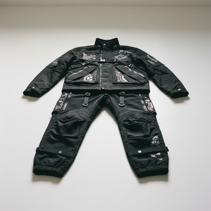 Chándal Deportivo Multifuncional de Nailon Cortavientos, Diseño 2 en 1, Corte Holgado, Capucha con Cuello, Largo Completo, Ligero, con Bolsillos Laterales - Product Image 1