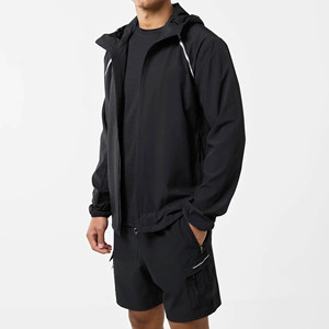OEM Custom Logo <b>Men's</b> <b>Summer</b> Windbreaker <b>Jacket</b> And Shorts Sets Breathable Poly Bi-Stretch Fabric <b>Men</b>’s Active & Sportswear Set - Product Image 4