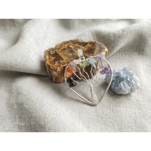 7 Chakra Tree of Life Pendant Handmade Natural Amethyst Crystal Pendant with <b>Heart</b> Wholesale Gemstone Jewelry From India - Product Image 2