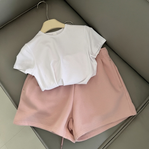 Women's 2-Piece <b>Shorts</b> Set Solid O-Neck <b>Short</b> Sleeve Sporty Casual Top High Waist <b>Shorts</b> Quick-Drying Cotton/<b>polyester</b> - Product Image 1