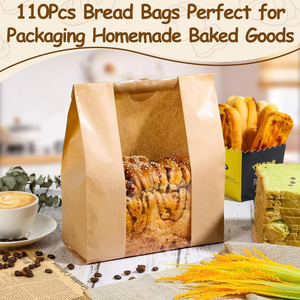 Sacs alimentaires en papier kraft en gros avec fenêtre pour boulangerie, pain, croissants, snacks, impression personnalisée, fournisseur OEM - Product Image 3