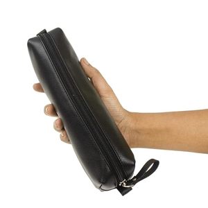 Estuche Cuadrado de Cuero para Lápices, Multiusos, con Cierre, Organizador Negro para la Escuela, Oficina y Viajes - Product Image 4