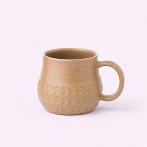 แก้วกาแฟและแก้วน้ำชาเซรามิกสโตนแวร์สีเดียว ก้นแบบตอกลาย ขนาด 400 มล. ป้องกันการรั่วซึม ทนความร้อน ของขวัญตกแต่ง - Product Image 1