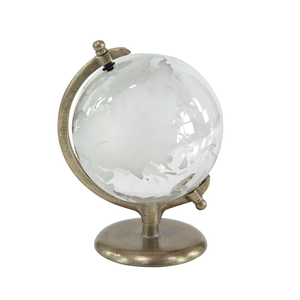 Globo Terráqueo Decorativo Moderno Art Deco Hecho a Mano, Globo Terráqueo de Aluminio con Base Dorada, Técnica de Artesanía en Metal, Decoración para el Hogar - Product Image 1