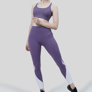 High Waist Breathable Anti-Bacterial Yoga <b>Leggings</b> Full Length Spandex/Polyester Four-Way Stretch Contrast <b>Stitch</b> Design Women's - Product Image 6