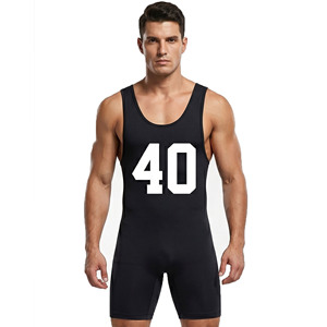 100% Polyester Wrestling Singlet Men's Sublimated Wrestling Jersey Custom Name and Number Men <b>Compression</b> Sleeveless Singlet - Product Image 6