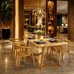 Juego de Comedor Moderno de Madera Estilo Escandinavo de 5 Piezas con Sillas de Respaldo Sólido y Mesa con Patas Arqueadas para el Hogar - Product Image 6